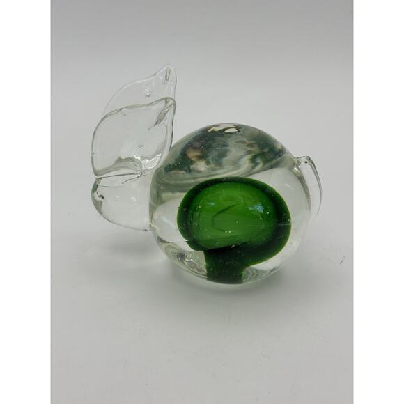 Vintage Studio Crafted Glass Rabbit Figurine Clear w/ Green Center 4" - Picture 4 of 9